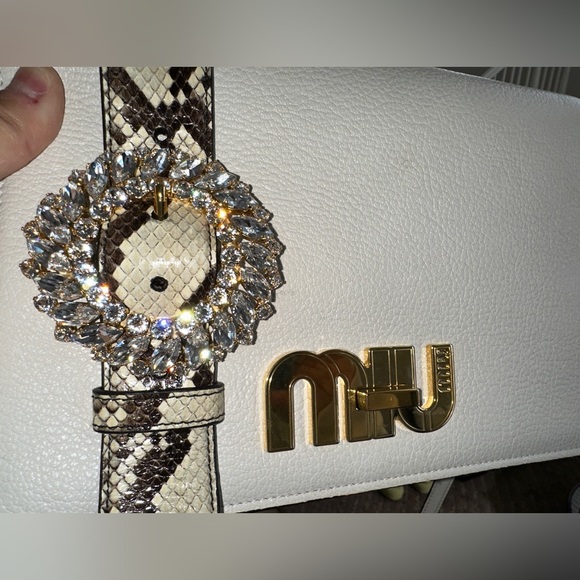 MIU MIU Black Matelasse Python-Trim Crystal Miu Shoulder Bag SOLD - Picture 8 of 14